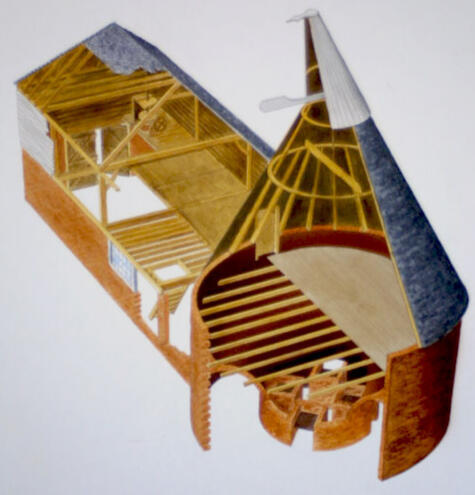 Oasthouse construction for the final exam btec in Technical Illustration piece from two dimensional plans. My portfolio.