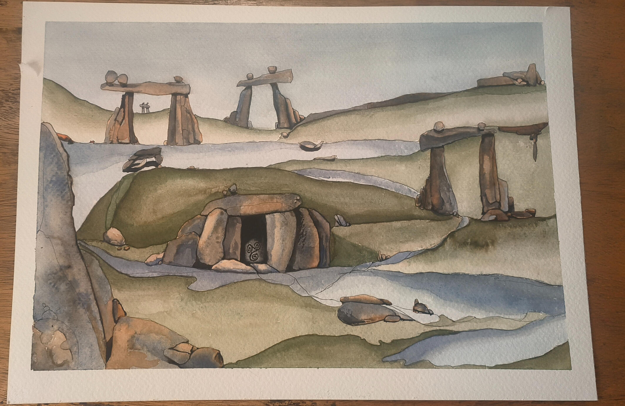 Oldmen Dolmen, watercolours SOLD