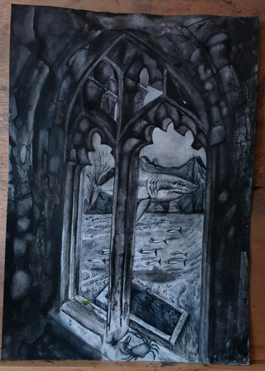 Discovering how the stroke affected my sense of perspective, watercolours SOLD
