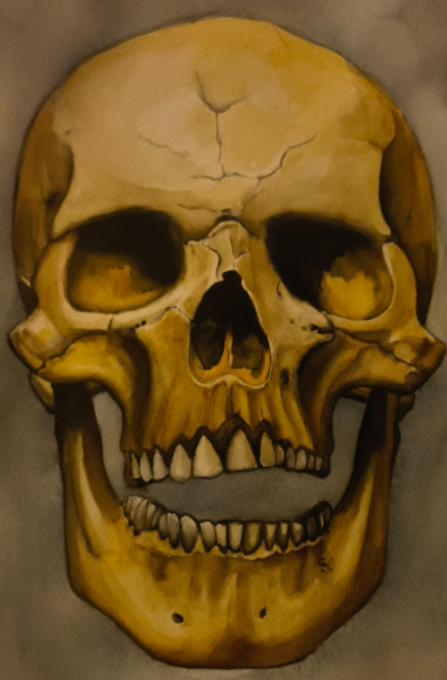 first skull after the stroke watercolours A3 Mine
